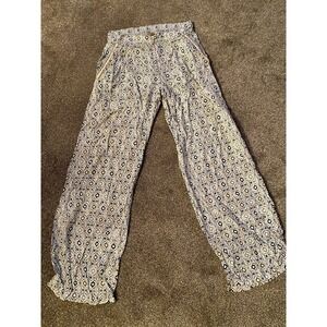 Skemo Beach Travel Pants Beaded Boho L Large Beach Pool Casual White‎ Women’s